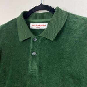 Orlebar Brown Shirt Mens Size XL Green Jarrett Cotton Terry Polo
